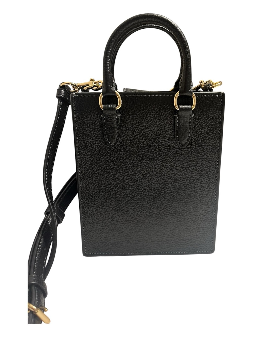 Coach North South Mini Tote Bag Black Pebbled Leather - Picture 2 of 8
